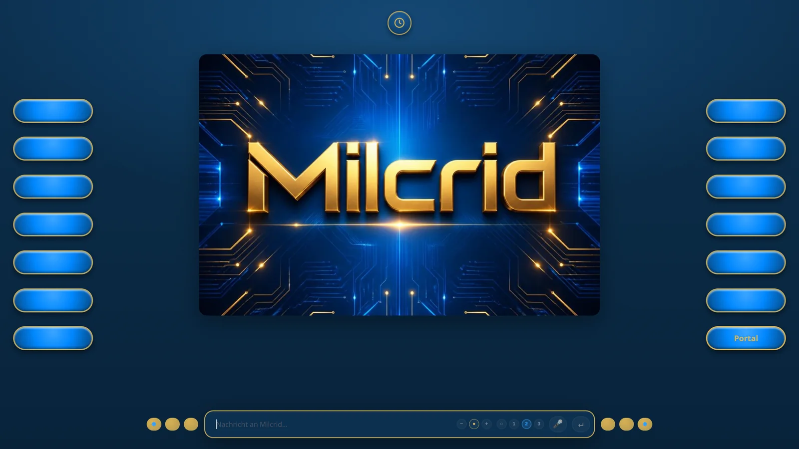 Das Milcrid-Portal im Original-Blau, noch leer
